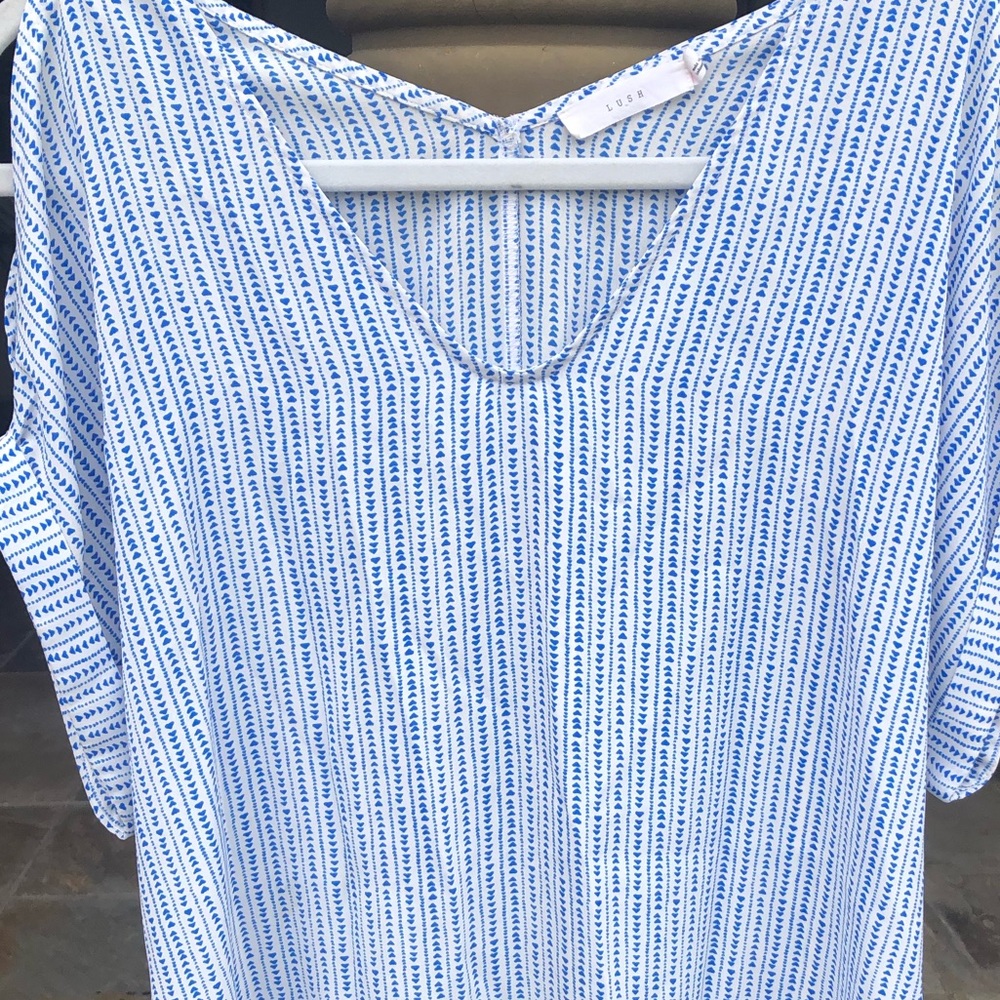 LUSH COLD SHOULDER SHORT SLEEVE BLOUSE S - Picture 3 of 6